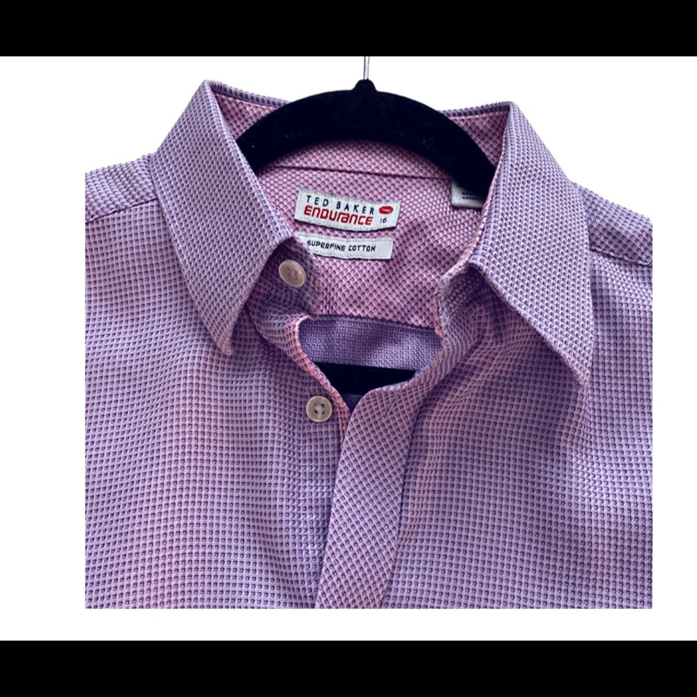 Ted Baker Endurance men’s dress shirt, purple & pink, size 15.5, 32/33